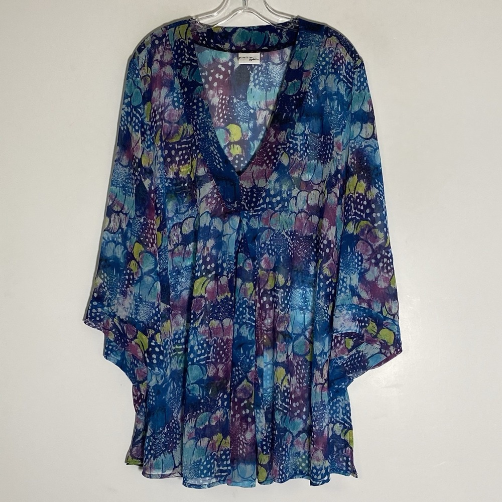 Profile By Gottex Swimsuit Coverup Womens XL Multi Mesh Tunic Beach Vacation Fun